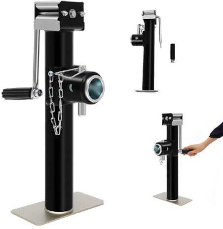 Anhänger Stützen, 1T 1000kg Stützfuß Anhänger, 26cm Hubhöhe Anhänger-Heckstütze für Wohnwagen mit Kurbel, 2,5mm Rohrwanddicke, 453,59kg Hebegewicht, 19 x 9,5 x 43,5 cm Q235B Stahl für PKW LKW Camper