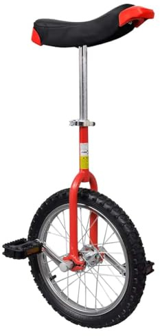 Teenpull Verstellbares Einrad 16 Zoll Rot mit Stahlrahmen, Schnellspanner Sattelklemme, Stoßdämpfer, ergonomischer Sattel für Kinder Jugendliche Erwachsene, Outdoor Indoor Training