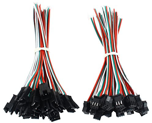 VIPMOON 20 Paires Connecteur 3 Broches Câble SM JST, Mâle à Femelle EL Câble Bande Led Connecteur