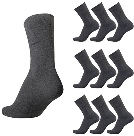 bugatti Herren Socken 9er Pack - Größe 39-42, Farbe Grau - Atmungsaktive Baumwollmischung, Bequeme & Verstärkte Ferse & Spitze