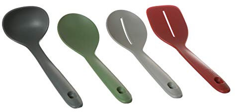 Joseph Joseph Duo 80026 Küchenutensilien-Set, 4-teilig, Kunststoff, rot/grau