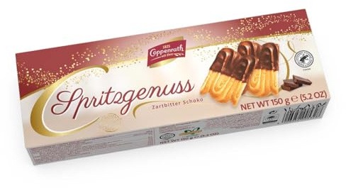 Coppenrath Spritzgenuss mit Zartbitter-Schokolade 150 g – Feines Mürbegebäck mit dunkler Schokolade | Perfekt für Kaffee, Tee und kleine Genussmomente