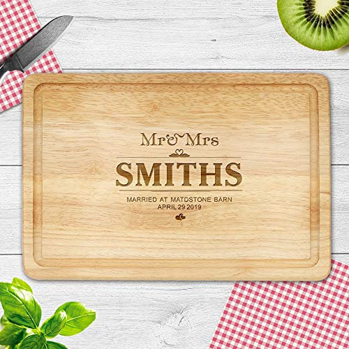 Personalised Chopping Board | Cheese Board | Oak Wooden Cutting Board - Wedding Gift Laser Engraved Housewarming Gift Anniversary Mothers Day Gift for Couples & Families(3-The Smiths)