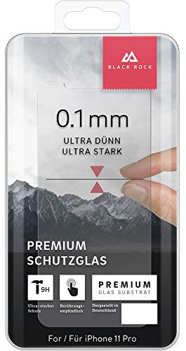 Hama Black Rock Schutzglas Schott Ultra Thin 9H (für iPhone 11 Pro, SCHOTT Ultra Thin 0,1 mm, Schutzklasse 9, Typ 9H) Panzerglas transparent