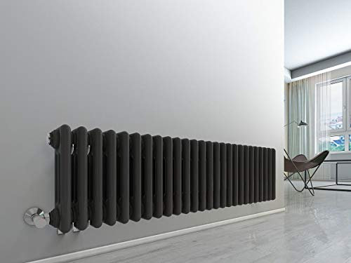 Warmehaus - Radiatore Orizzontale Tradizionale in Ghisa Antracite 3 Colonne 300x1190mm - Moderno Riscaldamento Centralizzato Radiatori Salvaspazio - Perfetto per Bagno, Cucina, Corridoio, Soggiorno