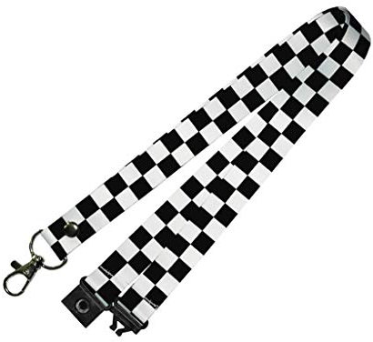 inking house Umhängeband mit karierter Flagge, Ausweishalter, Sicherheitsclip, Racing, blau, WIDTH: 20 MM LENGTH: 45 CM