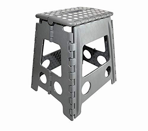 KCT Portable Folding Step Stool Lightweight Multi Purpose Home Stool Plastic Seat Grey