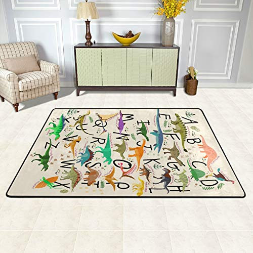 Rootti Verschiedene Dinosaurier-Muster Teppich Teppiche rutschfest Teppich für Wohnzimmer Esszimmer Schlafzimmer Küche Flur Bodenmatte Fußmatten klein 160 cm x 120 cm