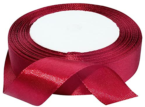 AERZETIX - C50425 - Satinband dekorativ glänzend fein - 20mm x 22 meter - dunkelrot - kreative projekte nähkunst geschenkverpackung zur geburtstagsfeier