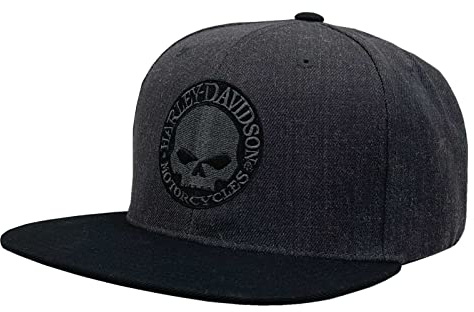 Harley-Davidson Willie G Herren Baseballkappe mit Flacher Krempe, Grau/Schwarz