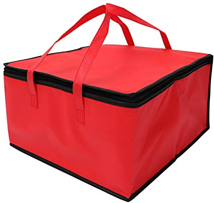 BESTonZON K¨¹hltasche Faltbar Thermotasche Mittagessen Tasche 14 Zoll Vliesstoffe Aluminiumfolie Rot Picknicktasche ?en Kalten Isoliert Pizza Kuchen Getr?nke Grill Lebensmitteltransport