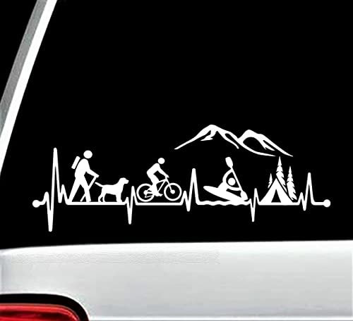 myrockshirt Herzschlag wandern Outdoor Fahrrad Kajak Berge Zelten Aufkleber Sticker Wandtattoo in 15cm, 20cm,30cm o.40 cm