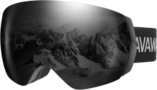 AVAWAY OTG Ski Goggles- Detachable Lens Anti Fog Snowboard Snow Sports Goggles with Anti-Slip Strap for Men Women Youths