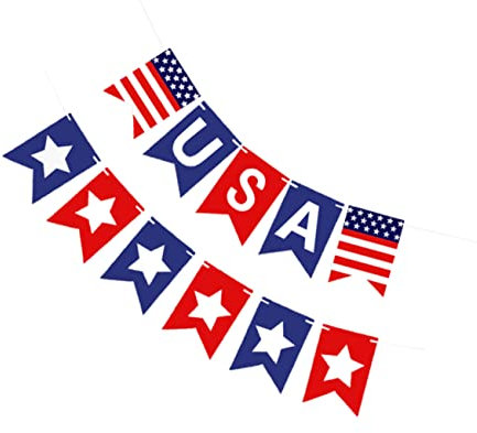 Parliky 2st Unabhängigkeitstag Ziehen Sie Die Flagge 4. Juli Dekoration Willkommensschild Für Die Veranda Gedenktag-Banner-dekor 4. Juli-Banner Usa-Banner Requisiten Fischschwanz Papier