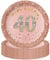 POPOYU 16Pcs 40th Birthday Rose Gold Paper Plates 7 inch,40th Rose Gold Woman Birthday Disposable Party Paper Plates,Happy 40th Birthday Tableware decor for Her,,40th Birthday Gifts Party Supplies