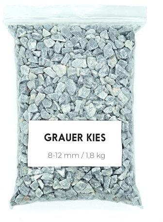 Landare Kies Grau 1,8Kg - Dekosteine - Zierkies - Dekosteine für Vasen - Kieselsteine - Deko Steine Kleine - Ziersteine - Zierkies Bunt - Steine Garten (8-12 mm)