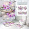 Bfrdollf Duschvorhang 180x200 180x180 200x240 Blumen Blätter Pflanzen Grüne Rosa Duschvorhänge Badezimmerteppich 4-teiliges Set Wasserdichtes Blume Shower Curtains Textil (120 x 200 cm(BxH),3)