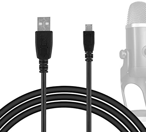 Geekria for Creators USB to Micro USB Microphone Cable 9ft / 2.8M Compatible with Blue Yeti X, Yeti Nano, BONAOK G50, X39, Q31, Q37, Q78, BlueFire, Ankuka Karaoke Microphone Mic Cord (Black)