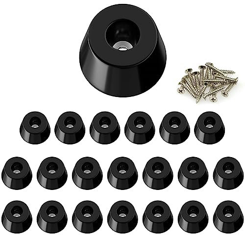 20 piedini rotondi in gomma per mobili con viti, cuscinetti per gambe del tavolo, estremità in gomma per gambe delle sedie (20, 25 x 19 x 15 mm)