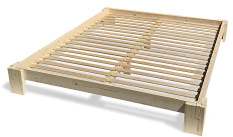 Bett aus Kiefernholz, Bett Modell Tokyo, mit Lattenrost. (160x200cm, Mahagoni)