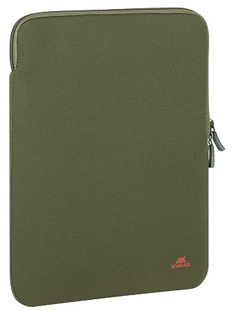 Rivacase vertikale Laptophülle Sleeve - Wasserabweisende und ultraleichte Notebooktasche - kompakte Damen und Herren Aktentasche für Laptops - Stoßfeste Slim Laptop-Schutzhülle (Khaki, 13.3 Zoll)