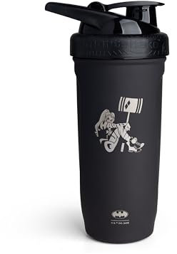 Smartshake Reforce Harley Quinn Shaker Bottle 900 ml DC Comics Stainless Steel Leakproof Water Bottle Gifts for Women, Black