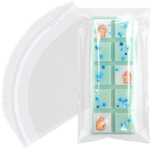 500 Stück Wachs-Geschenktüten für Wachskerzen, Schmelzbehälter, Verpackungen, Süßigkeiten, selbstklebende Verpackungsbeutel für 10,2 x 2,5 cm Wachswürfel, Wachstörtchen, Wachsblock (kein