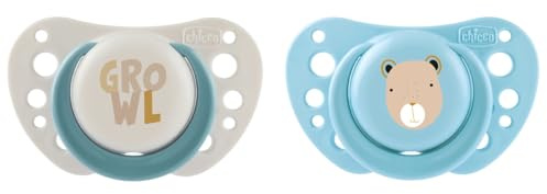 Chicco PhysioForma Schnuller Air Hellblau, Schnuller 0-6 Monate, Silikonsauger, anatomisch und funktionell, unterstützt die physiologische Atmung, Hellblau, 2 Stück