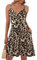 AUSELILY Kleider Damen Sommer V-Ausschnitt Leicht Und Luftig Ärmellos Sexy Strandkleid Träger Strand Trägerkleid mit Taschen（Leopard,M