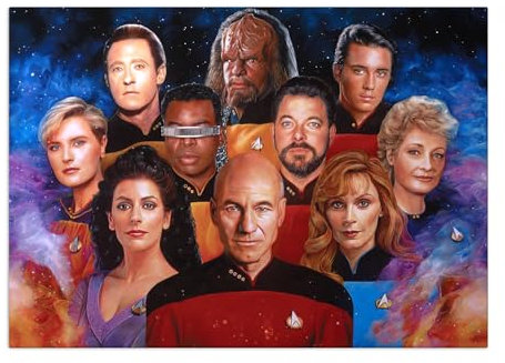Displate Offiziell Star Trek MetallPoster Magnetische Befestigung Inklusive Lizenziert Bilder Hochwertiges Poster TOS Tribute Art Captain Picard Crew Poster 45 cm x 32 cm