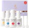 Lavender Violets Dip Powder Liquid Set mit Nagel Primer, Aktivator Base Top Coat Ersatzbürste Dipping Powder Nail Kit Essential Portability Flüssigkeitsset Tragbarkeit J781