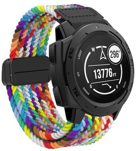 BIRDTOBR Armband für Garmin Instinct, 22mm Elastische Doppelmagnet Einstellbar Dehnbares Nylon Ersatzarmband für Garmin Instinct 2, Instinct Tactical, Instinct Tide, Instinct Esports, Instinct Solar