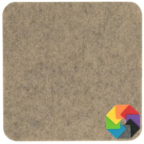 Design Filz Untersetzer eckig - 10x10cm in Natur meliert für Glas, Getränke, Bar, Tasse, Vase