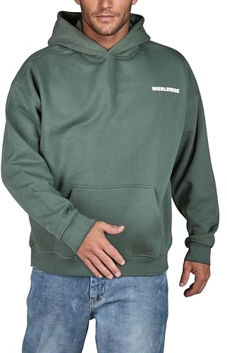 riverso Hoodie Herren Oversize mit Backprint RIVDave Kapuzenpullover Pullover, Größe:XXL, Farbe:Forest Green