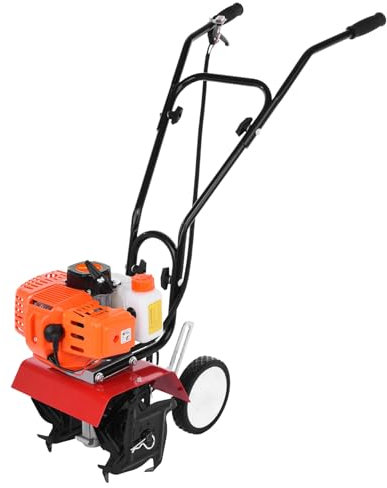 Awjaisca Motozappa da giardino Coltivatore a benzina 2 tempi 9000 giri/min Serbatoio carburante 1,2 L Profondità di lavoro 6 pollici Larghezza 7,9 scavare 3 HP / 1,65 kW 52 cc Mini motobineuse