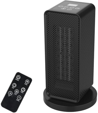 ILIKEPOW Electric Ceramic Fan Heater 90° Oscillating, Thermostat, Portable with Overheat & Tip-over Protection, 2 Heat Settings & Fan Only Mode, 12H Timer, Low Noise Space Heater, Black