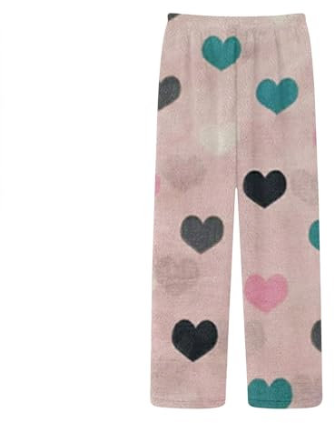 Pyjama Hose Schlafanzug Damen Pyjamas Hosen Lang Flanell Pyjama Hose Damen Schlafhose Weich Pyjamas Anime Bequeme Winter Schlafanzughose Frauen Anime Cartoon Casual Home Hosen Herbst,B Pink,M