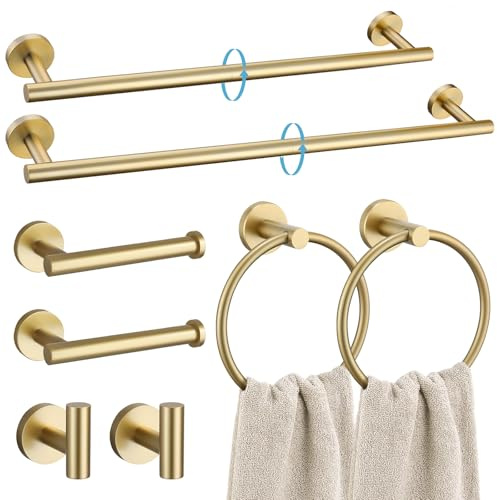 TURS Electric Heated Towel Rail for Bathroom, 620 * 500mm (GOLD) | Electric Hot Towel Warmer 5 Bars with 24hr Timer,Wall-Mounted Electric Towel Warmer, Wall Mounted Towel Radiator
