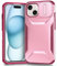 Yerebel Custodia per iPhone 15 Case 6.1, Apple 15 con copriobiettivo scorrevole, Resistente agli urti militare antiscivolo robusto di alta qualità cover per iPhone 15 Rosa Bordeaux