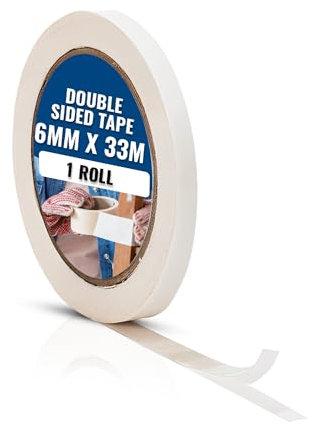 Abacus Range Double Sided Tape 6mm x 33m Thin Clear Transparent | Narrow Tissue Tape Strong Adhesive for Crafts, Card Making, Scrapbooking, Photo Corners | Hand-Tear Sticky Tape