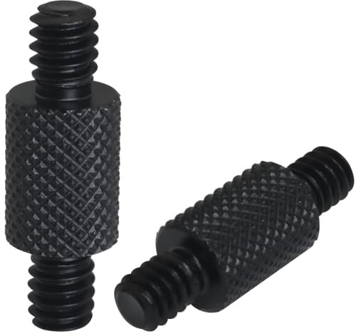 LUORNG 2PCS Tripod Screw Adapter 1/4 inch Double Head Extension Aluminium Adapter Screw for DSLR Tripods Monopods Binoculars Ball Heads Lens Rings