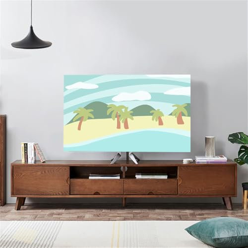 Hiseng TV Protector Cover, Dust-Proof TV/PC Display Protector Screen Cover All-Inclusive Elastic Indoor Living Room Decoration Dust Cover for 32” to 75”Display (32-37inch,Sea surface 1)