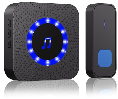 NEUTYPECHIC Campanello Senza Fili da Esterno, Campanello Casa Portata 400M, Campanello Wireless IP55 Impermeab con LED, Citofono Senza Fili da Esterno con 55 Melodie, 5 Livelli Volume per Casa, Hotel