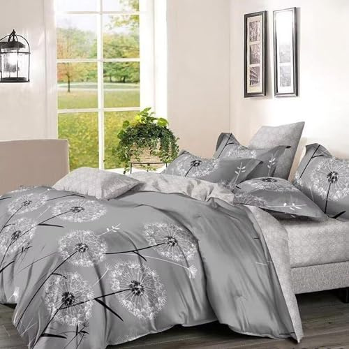 Samimi Collection Duvet Cover Set. Duvet Cover, Fitted Sheet, Pillow Case (Dark-Grey, King (U.K. Standard))
