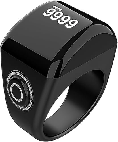 OBEST Islamischer Ring, Tasbih Ring Counter Gebetserinnerung, Elektronischer,Wiederaufladbarer Fingerzählerring mit Display für Männer und Frauen (22mm)