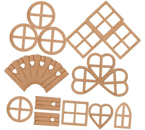 Veemoon 24Stücke Unfertige Holzscheiben Hohle Holzausschnitte Naturholz DIY Bastelmaterial Für Dekoration Und Projekte Verschiedene Designs