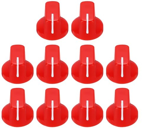 sourcing map 10pcs Red Guitar Effect Pedal Knob, 9/16 Plastic Insert Electric Guitar Knobs for Amplifier Guitar Bass Volume Control