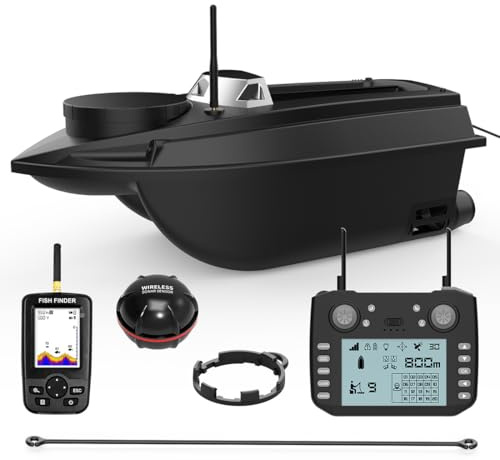 Barco de pesca RC con cebo, V030 12 V 2.4 G, barco de pesca RC de alta velocidad con posicionamiento GPS, control remoto de 800 m, 180 puntos de referencia GPS, carga útil de 3 kg, retorno automátic