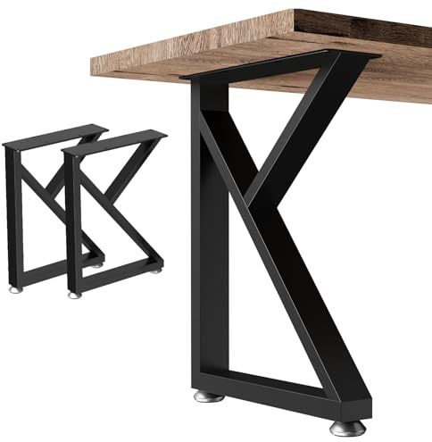 OUTBROS 2 Set Tischbeine Metall Schwarz K Form Tischgestell | Outdoor DIY Möbelfüße Bis 300kg für Couchtisch Sitzbank Schreibtisch Esstisch B30 x H41.5 cm