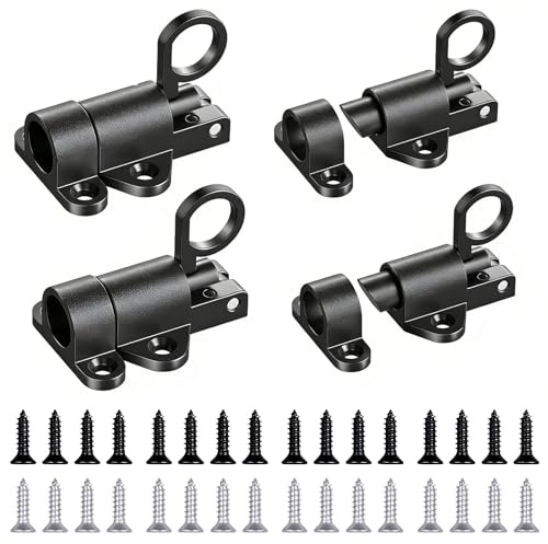 Forhandy Automatische Türriegel 4 Stück, Gartentor Verriegelung Schubriegel | Federriegel Schlossriegel mit Schrauben, Schiebeschloss für Fenster, Schranktüren, Gartentore, Balkontüren, Tierkäfige